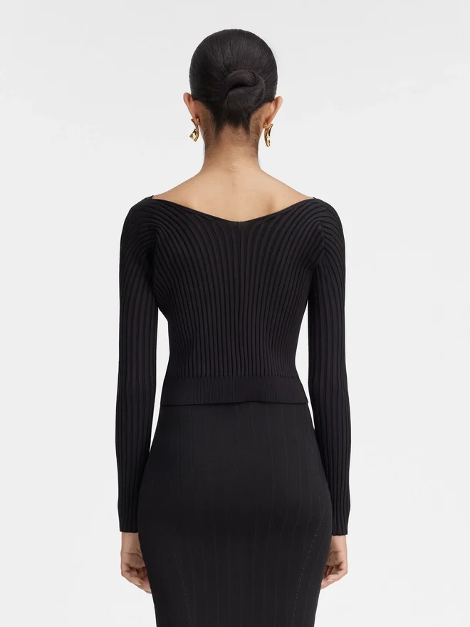 La maille Pralù longue Seamless charm logo cardigan La maille Pralù longue Seamless charm logo cardigan