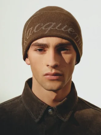 The Atelier beanie Jacquard logo beanie