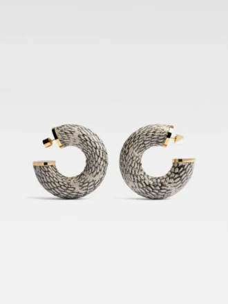 The Mojave hoops earrings Cobra-motif leather hoop earrings The Mojave hoops earrings Cobra-motif leather hoop earrings