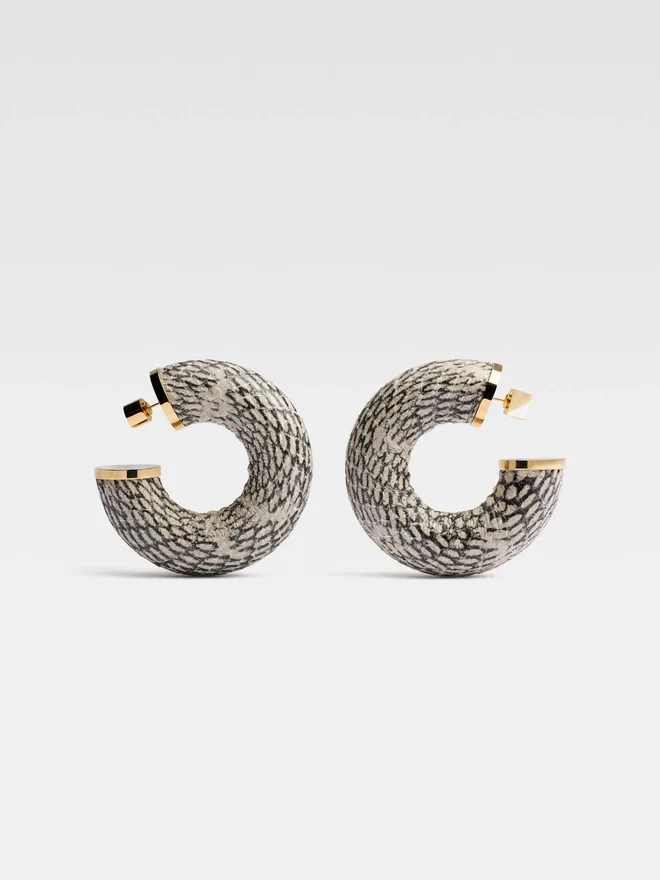 The Mojave hoops earrings Cobra-motif leather hoop earrings The Mojave hoops earrings Cobra-motif leather hoop earrings