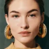 The Mojave hoops earrings Cobra-motif leather hoop earrings The Mojave hoops earrings Cobra-motif leather hoop earrings