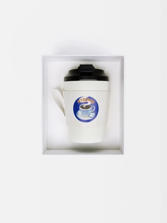 The Mykonos mug Travel mug – sold exclusively online and in our Mykonos resort The Mykonos mug Travel mug – sold exclusively online and in our Mykonos resort