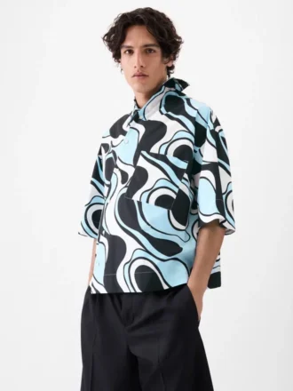 The Pablo short-sleeve shirt Zebra Arty print asymmetric shirt