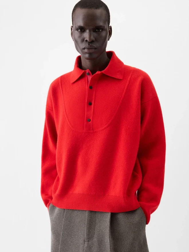 The Pallone vareuse-style knit Polo sweater The Pallone vareuse-style knit Polo sweater