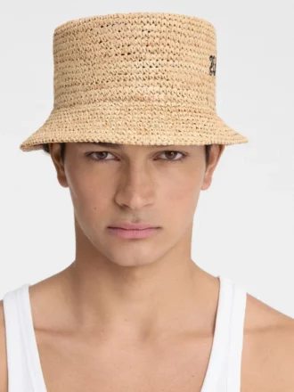 The Pesco bucket hat Embroidered raffia bucket hat
