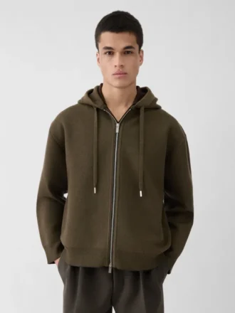 The piqué hooded cardigan Piqué knit hooded cardigan