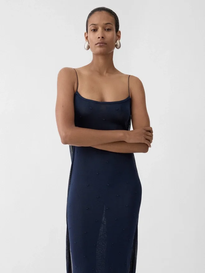 The Plumetis knit dress Draped sheer dress The Plumetis knit dress Draped sheer dress