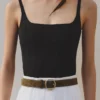The Salon belt Overlapping circle and square buckle belt