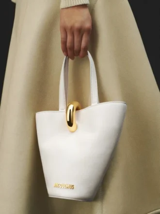 The small Bambola Asymmetric mini bucket bag