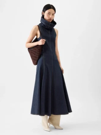 The Triangle de-Nîmes denim dress High stand-collar denim dress